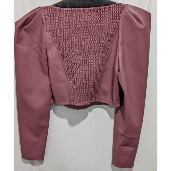 Zara | Faux Leather Crop Top in Marsala Pink - Picture 7 of 11